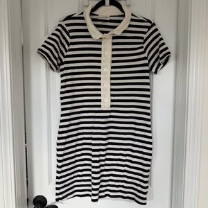Short Sleeve Blue Striped Polo Knit Mini Shirtdress - Universal Thread Women’s S